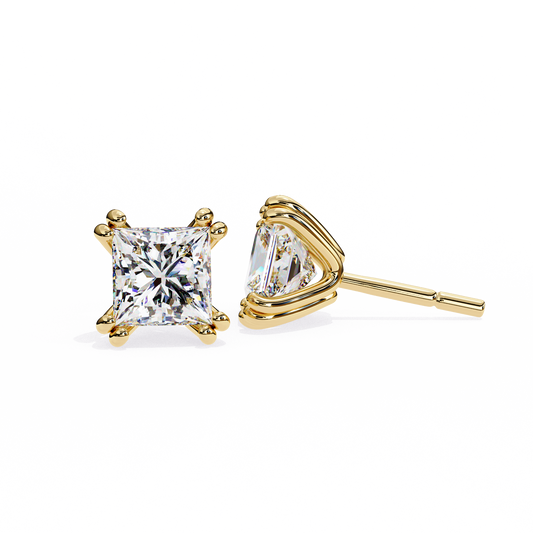 Princess Cut Prong Set Stud Earrings - view 2