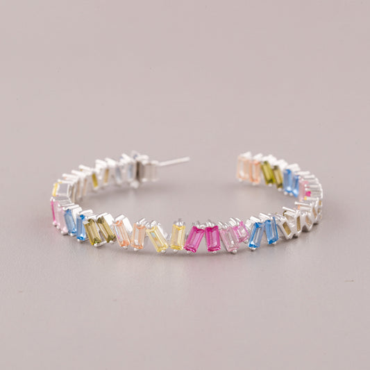 Rainbow Emerald Sapphire Hoop Earrings - view 4