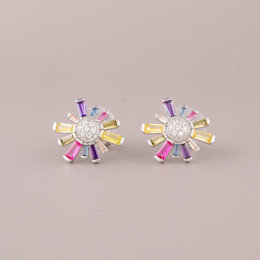 Luxury Princess Cut Sapphire Earrings Rainbow Natural Colors Gift Box By Ivevar