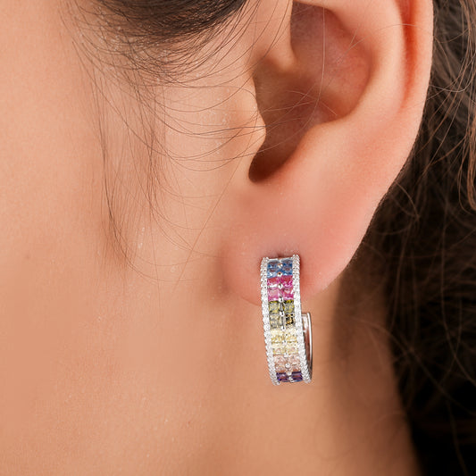 Luxury Rainbow Natural Sapphire Diamond Teardrop Earrings By Ivevar Fine Jewelry