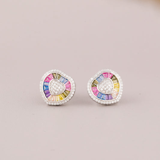 Mesmerizing Rainbow Natural Sapphire Earrings Diamond Accents By Ivevar Couture