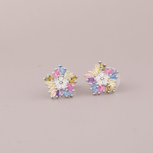 Platinum Halo Earrings  Natural Rainbow Sapphire Center Diamond Frame By Ivevar