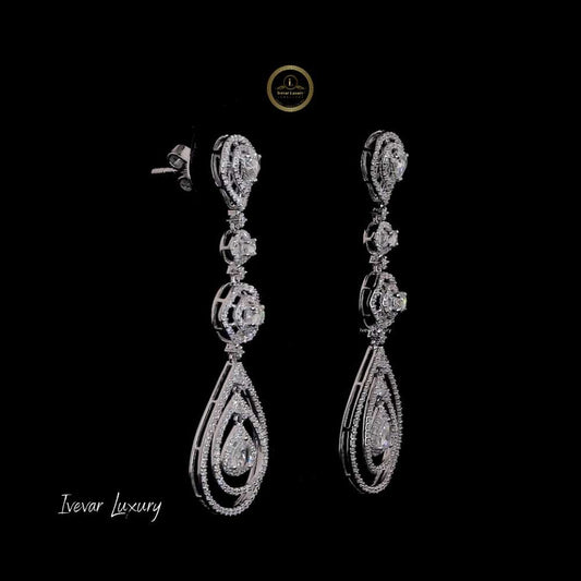 14K Gold Natural Diamond Tear-Drop Dangle Earrings Custom Designer Piece - view 3