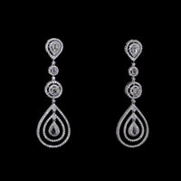 14K Gold Natural Diamond Tear-Drop Dangle Earrings Custom Designer Piece By Ivevar