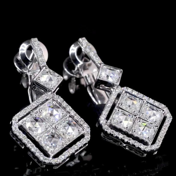 14K Gold Sparkling Rose Cut Natural Diamond Cluster Drop Earrings By Ivevar