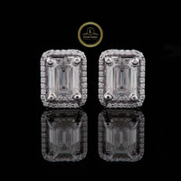 Emerald Cut D Color VVS Moissanite Diamond 925 Sterling Silver Stud Earrings by Ivevar