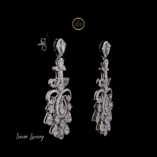 14K Gold Natural Rose Cut Diamond Chandelier Drop Earrings - view 3