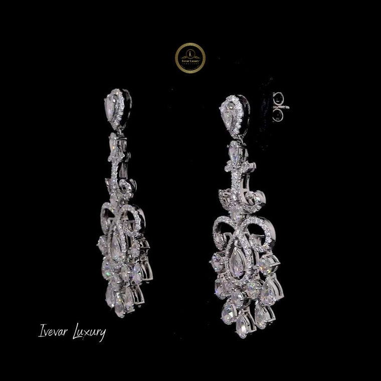 14K Gold Natural Rose Cut Diamond Chandelier Drop Earrings - view 2