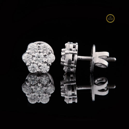 Hip Hop Jewelry 925 Sterling Silver Round Cut Diamond Iced Out Moissanite Earrings Men by Ivevar