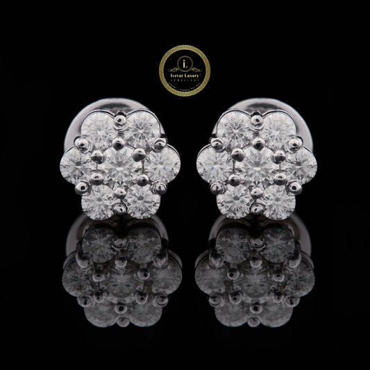 Hip Hop Jewelry 925 Sterling Silver Round Cut Diamond Iced Out Moissanite Earrings Men by Ivevar