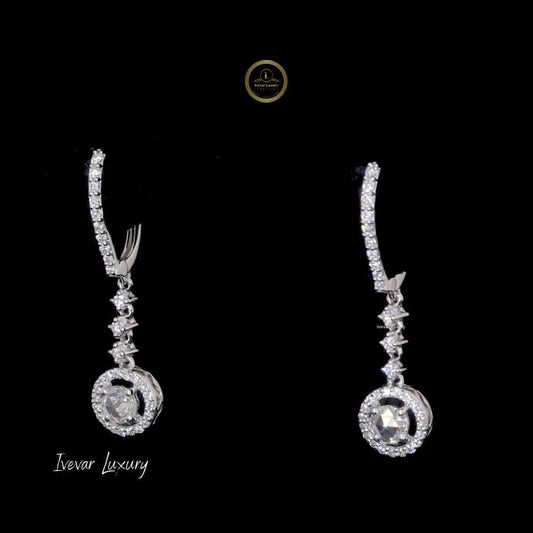 Minimalist 14K Gold Natural Rose-Cut Diamond Drop Earrings - view 2