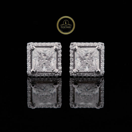 Wholesale Classic 925 Sterling Silver Stud Earrings Pass Diamond Tester Princess Cut Moissanite Earrings For Women by Ivevar