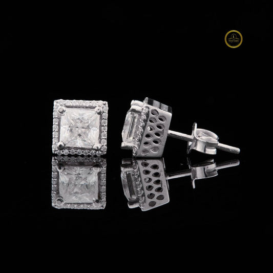 Wholesale Classic 925 Sterling Silver Stud Earrings Pass Diamond Tester Princess Cut Moissanite Earrings For Women by Ivevar