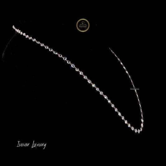 14K Gold Diamond By the Yard Necklace with Natural Rose Cut Diamonds - view 3