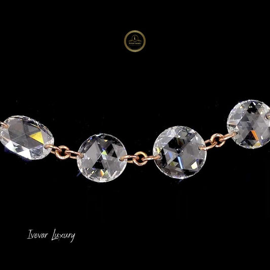 14K Gold Diamond By the Yard Necklace with Natural Rose Cut Diamonds - view 2