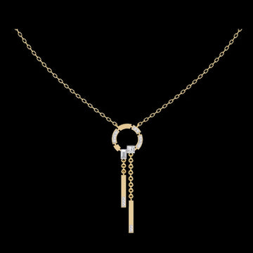 0.38 TCW Luxury Geometric Chain Moissanite Necklace with Modern Circular Centerpiece and Dangled Bar Charms