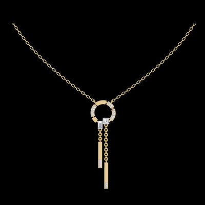 Lab Grown Diamond Circle Drop Bar Pendant Necklace