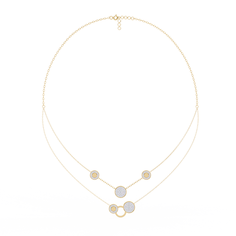 Double Layer Pave Circle Station Necklace - view 2