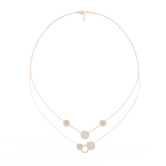Double Layer Pave Circle Station Necklace - view 3
