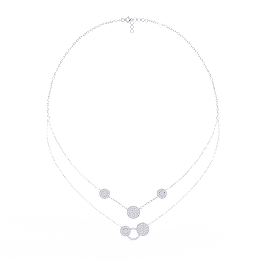 Double Layer Pave Circle Station Necklace - view 4