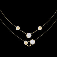 0.44 TCW Twilight Orbit Double Layer Moissanite Necklace with Sparkling Pave and Polished Circle Accents
