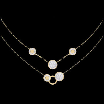 0.44 TCW Twilight Orbit Double Layer Moissanite Necklace with Sparkling Pave and Polished Circle Accents