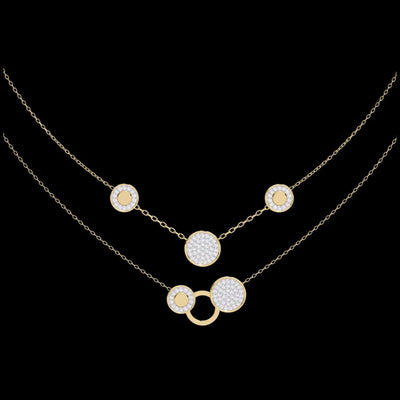 Double Layer Pave Circle Lab Grown Diamond Station Necklace
