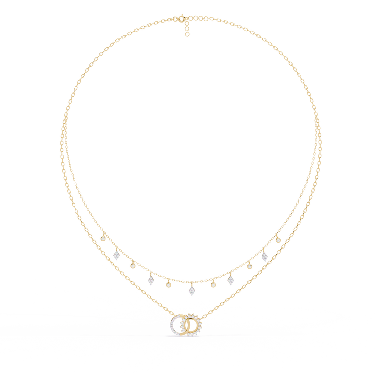 Interlocking Circle Double Layered Chain Necklace - view 2
