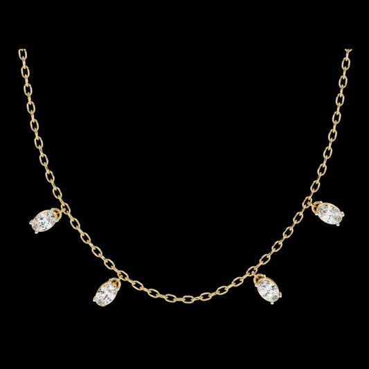 1.45 TCW luxury Lab Grown Diamond Necklace Dainty Chain with Sparkling Oval Cut Diamonds