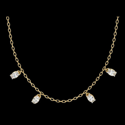 1.45 TCW luxury Moissanite Diamond Necklace Dainty Chain with Sparkling Oval Cut Diamonds