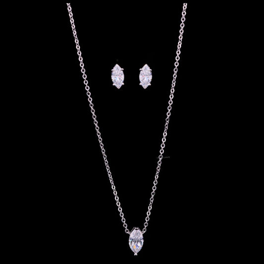 1.50 TCW Elegant Marquise Cut Moissanite Necklace with Matching Stud Earrings