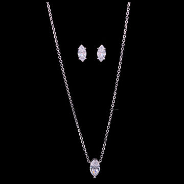 1.50 TCW Elegant Marquise Cut Lab Grown Necklace with Matching Stud Earrings