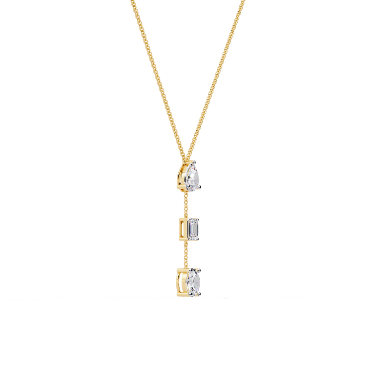 Three Mix Shape Drop Pendant Necklace - view 2