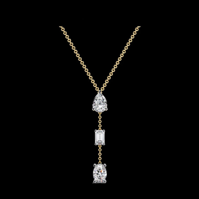 1.54 TCW Stylish Three Stone Diamond Drop Necklace Exquisite Chain with Moissanite Diamonds for Gift
