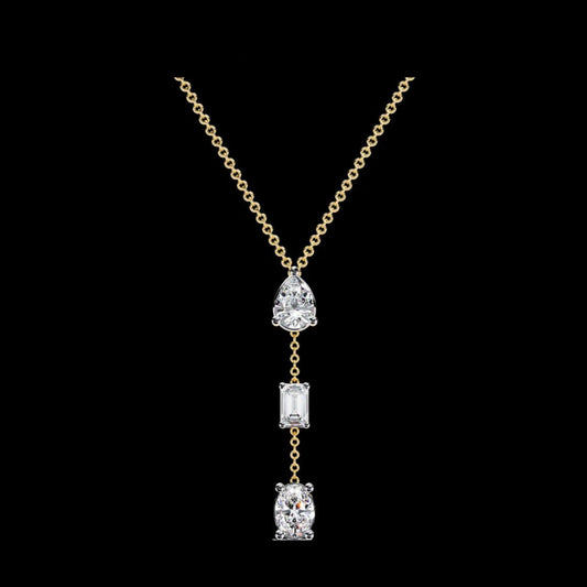 1.54 TCW Stylish Three Stone Diamond Drop Necklace Exquisite Chain with Moissanite Diamonds for Gift