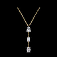 1.54 TCW Stylish Three Stone Diamond Drop Necklace Exquisite Chain with Lab Grown Diamonds for Gift