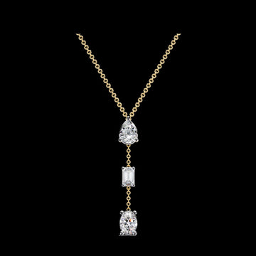 1.54 TCW Stylish Three Stone Diamond Drop Necklace Exquisite Chain with Lab Grown Diamonds for Gift
