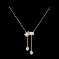 1.59 TCW Elegance Moissanite Diamond Drop Necklace Pear and Emerald Cut Dual Pendant on Fine Chain