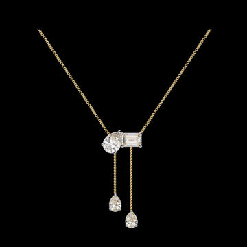 1.59 TCW Elegance Moissanite Diamond Drop Necklace Pear and Emerald Cut Dual Pendant on Fine Chain