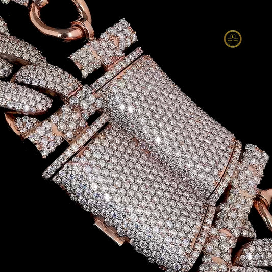 Full Pave Set Crescent Motif Link Chain Necklace Covered in Moissanite - view 3