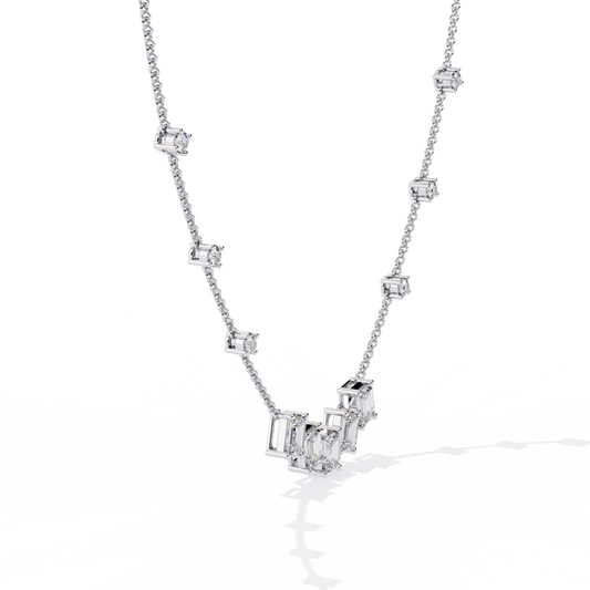 Emerald Cut Four Station Necklace - view 4