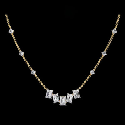 Emerald Cut Four Lab Grown Diamond Station Necklace