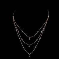 14K Gold Multi Layer Necklace with Natural Rose Cut Diamonds By Ivevar