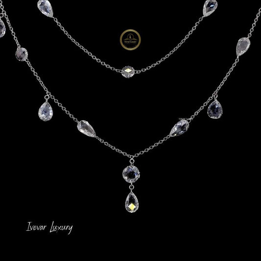 Delicate 14K Gold Necklace Featuring Natural Rose Cut Diamonds - view 3