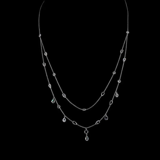 Delicate 14K Gold Necklace Featuring Natural Rose Cut Diamonds By Ivevar