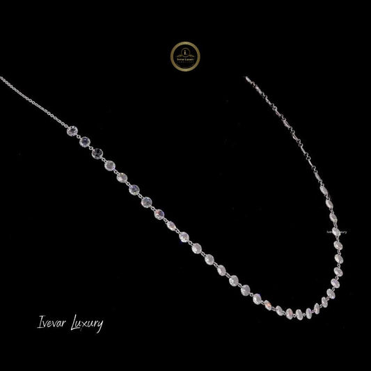 Rose Cut Diamond Bezel Line Necklace in 14K Gold - view 2