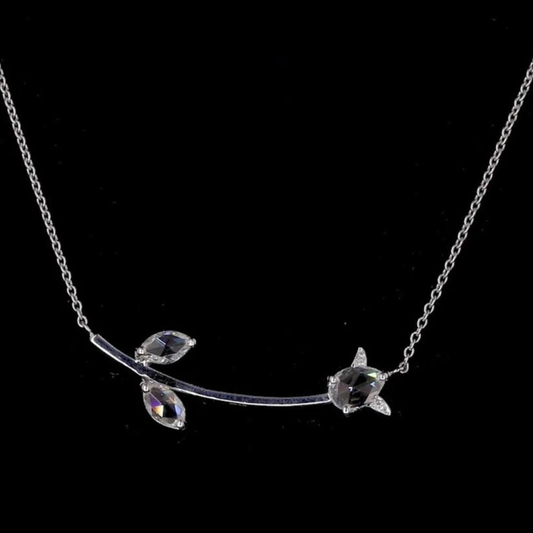 Minimalist 14K Gold Necklace with Natural Rose Cut Diamond Accents By Ivevar