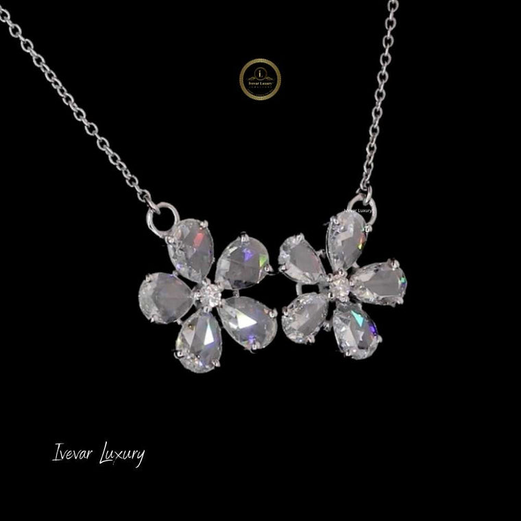 Signature Flower 14K Gold Rose Cut Diamond Necklace - view 3