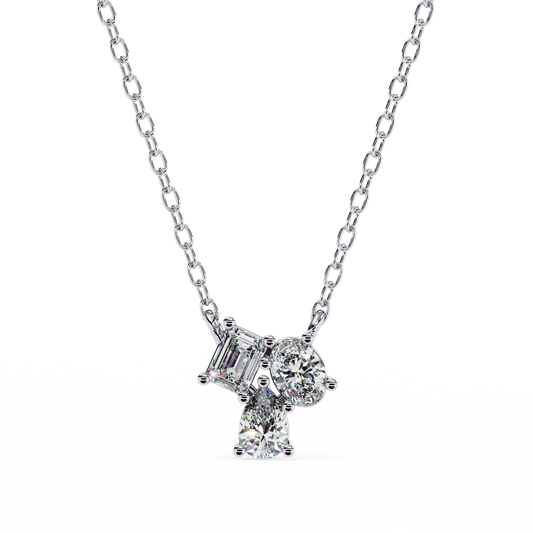 Asymmetric Emerald Oval Pear Cut Shape Cluster Pendant - view 4