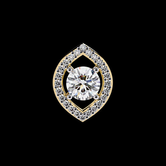 0.47 CT Elegant Round Cut Lab Diamond Pendant with Unique Halo Detailing